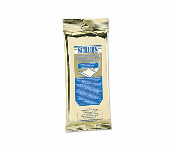 ITW90218EA Multi-Surface Metal Polish Wet Wipes, 8 x 11, White, 18/Pack By ITW DYMON