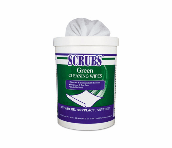 ITW91828 Cleaning Wipes, 6 x 10-1/2, Green, 90/Container By ITW DYMON
