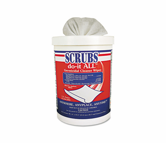 ITW98028 Do-it ALL Germicidal Cleaner Wipes, 6 x 10.5, Lemon-Lime, 90/Canister By ITW DYMON