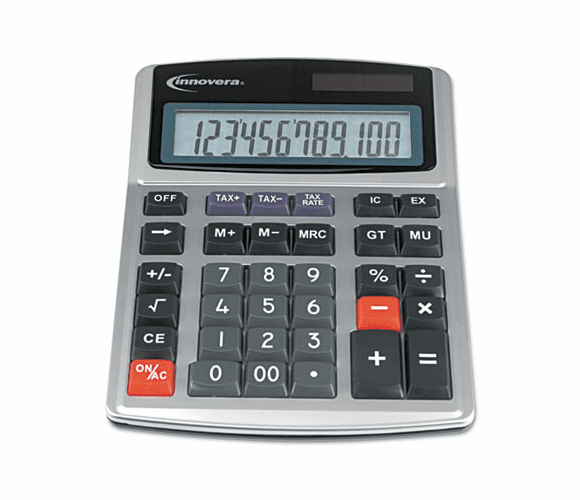 IVR15971 15971 Large Digit Commercial Calculator, 12-Digit LCD, Dual Power, Silver By INNOVERA