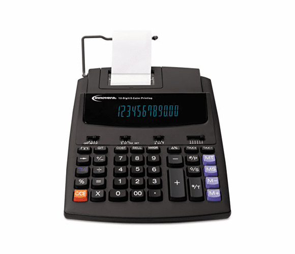 IVR16000 16000 Two-Color Roller Printing Calculator, 12-Digit Fluorescent, Black/Red By INNOVERA