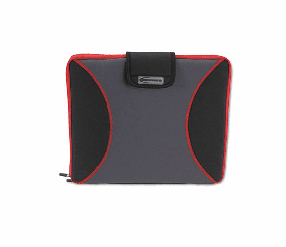 IVR36031 Neoprene Laptop Sleeve, Fits to 15-6/10", Zippered w/Handles, Red/Black By INNOVERA