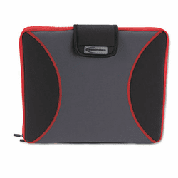 IVR36031 Neoprene Laptop Sleeve, Fits to 15-6/10", Zippered w/Handles, Red/Black By INNOVERA