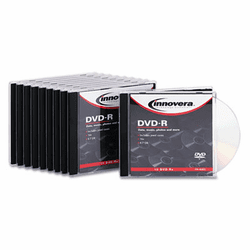 IVR46809 DVD-R Discs, 4.7GB, 16x, w/ Slim Jewel Cases, Silver, 10/Pack By INNOVERA