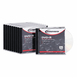 IVR46820 DVD+R Discs, 4.7GB, 16x, w/Slim Jewel Cases, Silver, 10/Pack By INNOVERA