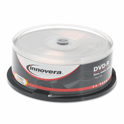 IVR46825 DVD-R Discs, 4.7GB, 16x, Spindle, Silver, 25/Pack By INNOVERA