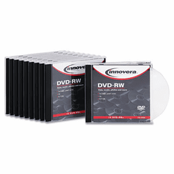 IVR46836 DVD-RW Discs, 4.7GB, 4x, w/Slim Jewel Cases, Silver, 10/Pack By INNOVERA