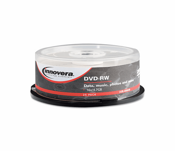 IVR46848 DVD-RW Discs, 4.7GB, 4x, Spindle, Silver, 25/Pack By INNOVERA