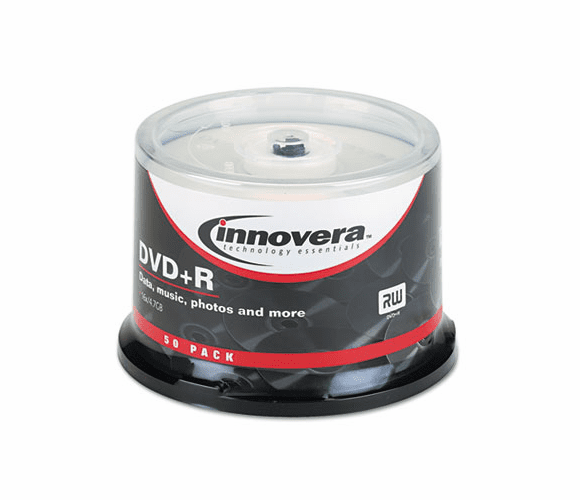 IVR46851 DVD+R Discs, 4.7GB, 16x, Spindle, Silver, 50/Pack By INNOVERA