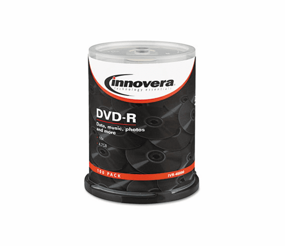 IVR46890 DVD-R Discs, 4.7GB, 16x, Spindle, Silver, 100/Pack By INNOVERA
