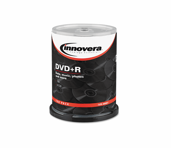 IVR46891 DVD+R Discs, 4.7GB, 16x, Spindle, Silver, 100/Pack By INNOVERA