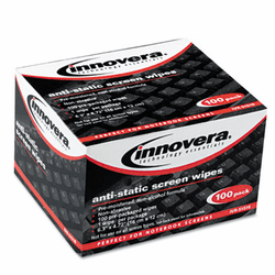 IVR51516 Screen Cleaning Wipes, Alcohol-free, Cloth, 6 1/4 x 4 3/4, White, 100/Pack By INNOVERA
