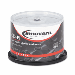 IVR77855 CD-R Discs Hub Printable Surface, 700MB/80min, 52x, Spindle, Matte White, 50/Pack By INNOVERA