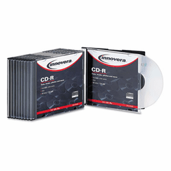IVR77910 CD-R Discs, 700MB/80min, 52x, w/Slim Cs, Branded, Silver, 10/Pk By INNOVERA