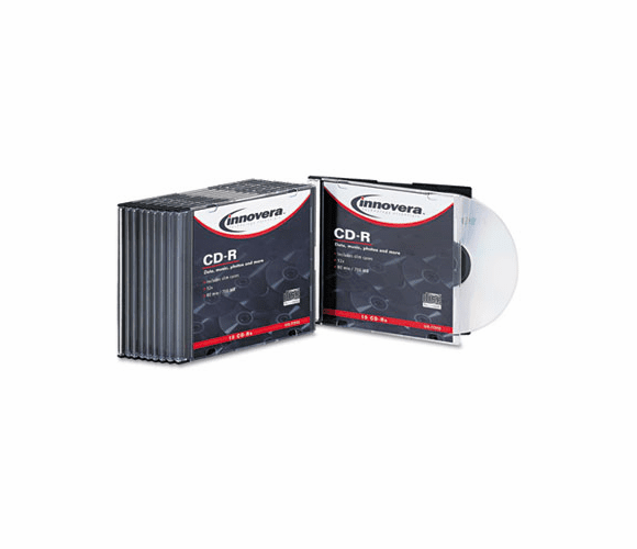 IVR77910 CD-R Discs, 700MB/80min, 52x, w/Slim Cs, Branded, Silver, 10/Pk By INNOVERA