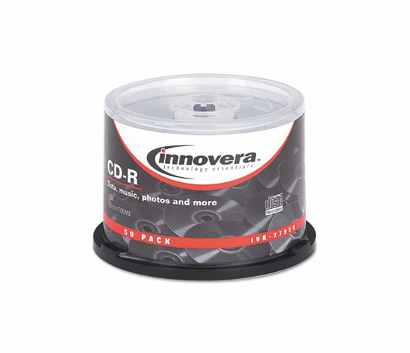 IVR77950 CD-R Discs, 700MB/80min, 52x, Spindle, Silver, 50/Pack By INNOVERA