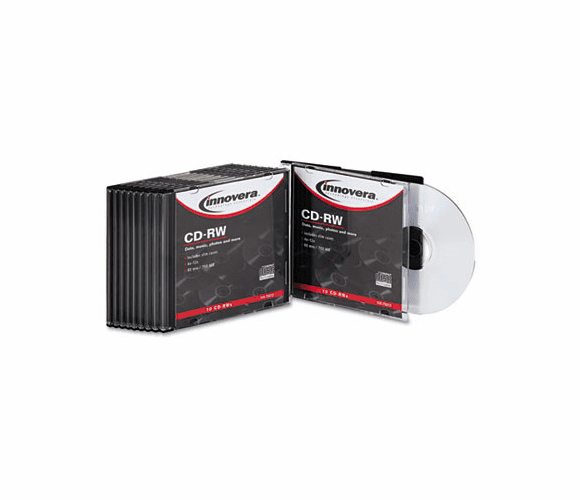 IVR78810 CD-RW Discs, 700MB/80min, 12x, w/Slim Jewel Cases, Silver, 10/Pk By INNOVERA