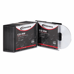 IVR78810 CD-RW Discs, 700MB/80min, 12x, w/Slim Jewel Cases, Silver, 10/Pk By INNOVERA