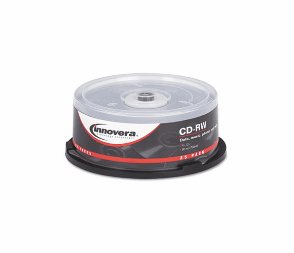 IVR78825 CD-RW Discs, 700MB/80min, 12x, Spindle, Silver, 25/Pack By INNOVERA