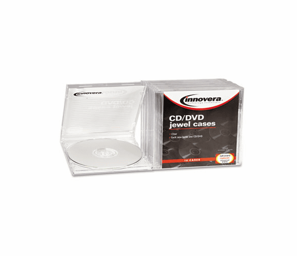 IVR81810 CD/DVD Standard Jewel Case, Clear, 10/Pack By INNOVERA