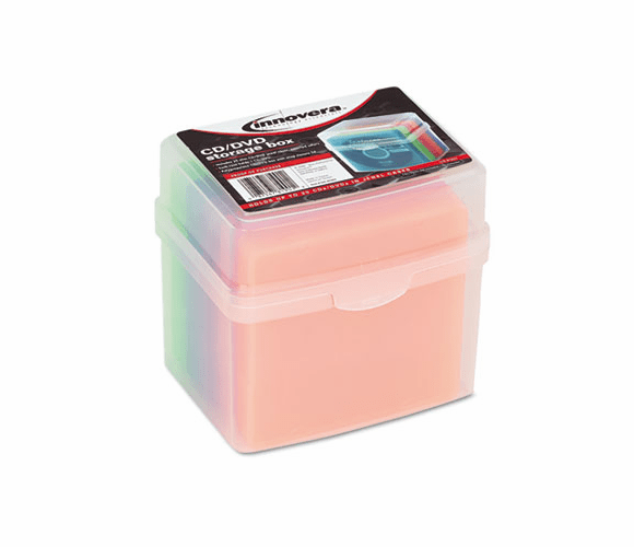 IVR81901 CD/DVD Slim Storage Box, Holds 20 Disks By INNOVERA
