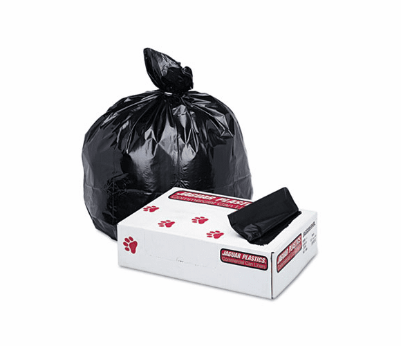 JAGG3858HBL Super Extra-Heavy Can Liners, 60 Gallon, 1.7mil, 38 x 58, Black, 100/Pack By JAGUAR PLASTICS