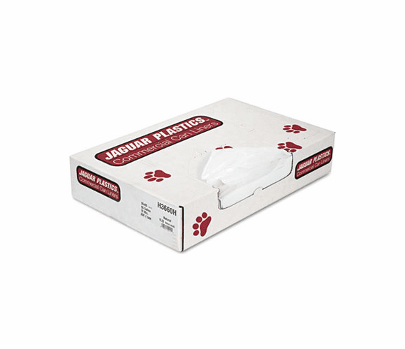 JAGH3660H Heavy Grade Can Liners, 55 gal, 13 mic, 36 x 60, Natural, 200/Carton By JAGUAR PLASTICS