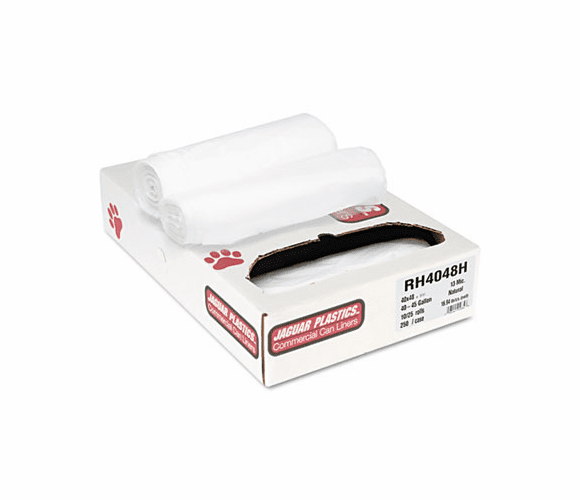 JAGRH4048H Heavy Grade Liners, 45 gal, 13 mic, 40 x 48, 10 Roll of 25 Bags, 250/Carton By JAGUAR PLASTICS