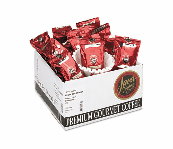 JAV302142 Coffee Portion Packs, 1-1/2 oz Packs, Colombian Decaf By JAVA TRADING CO.