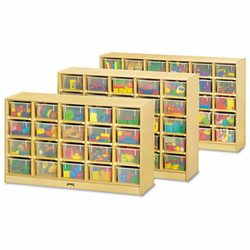 JNT04260JC Tray Mobile Cubbie, 48w x 15d x 35-1/2h, Birch/Clear By JONTI-CRAFT, INC.