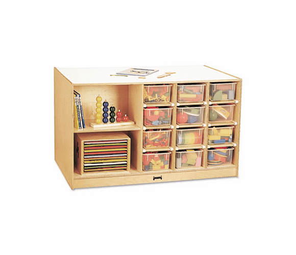 JNT04400JC Mobile Storage Island, Clear Trays, 48w x 29d x 29-1/2h, Birch By JONTI-CRAFT, INC.