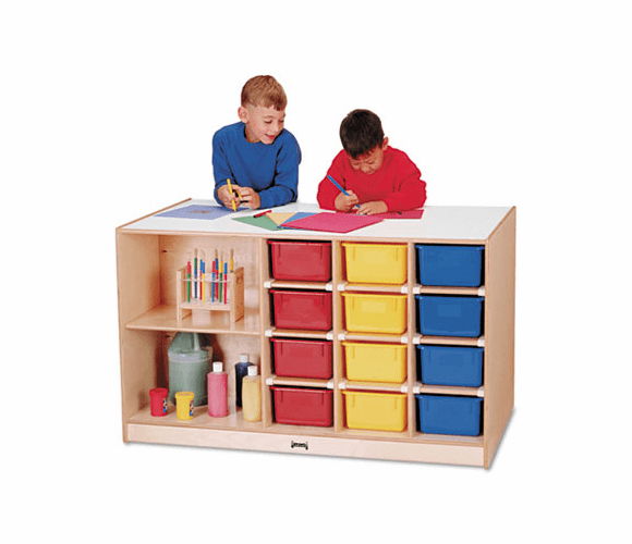 JNT0440JC Mobile Storage Island, Clear Trays, 48w x 29d x 29-1/2h, Birch By JONTI-CRAFT, INC.