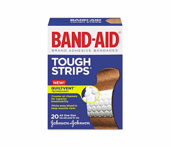 JOJ4408 Flexible Fabric Adhesive Tough Strip Bandages, 1 x 3-1/4, 20/Box By JOHNSON & JOHNSON