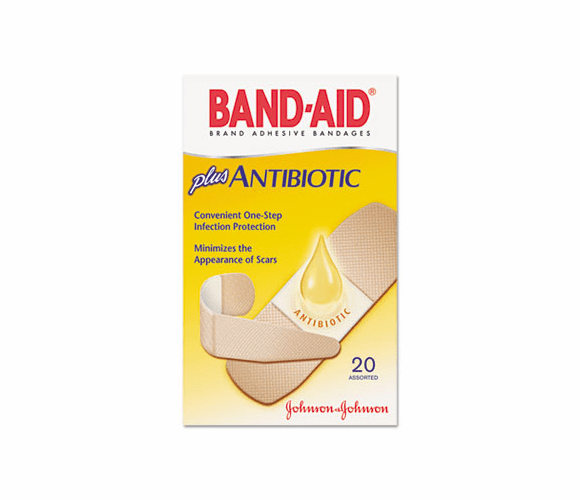 JOJ5570 Antibiotic Adhesive Bandages, Assorted Sizes, 20/Box By JOHNSON & JOHNSON