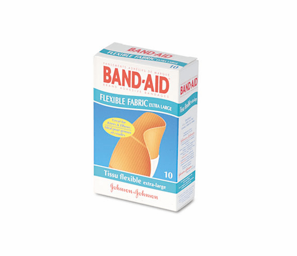 JOJ5685 Flexible Fabric Extra Large Adhesive Bandages, 1-1/4 x 4, 10/Box By JOHNSON & JOHNSON