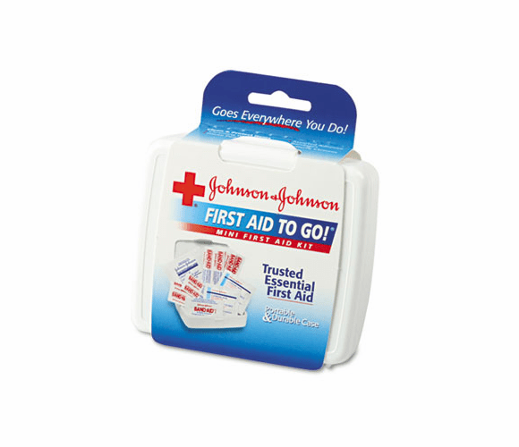 JOJ8295 Mini First Aid To Go Kit, 12 Pieces, Plastic Case By JOHNSON & JOHNSON