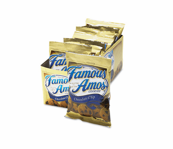 KEB98067 Famous Amos Cookies, Chocolate Chip, 2oz Snack Pack, 8 Packs/Box By KELLOGG'S