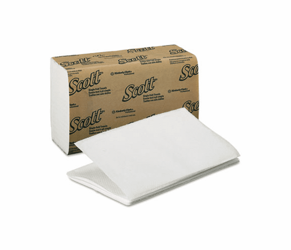 KIM01700 SCOTT 1-Fold Paper Towels, 9 3/10 x 10 1/2, White, 250/Pack, 16/Carton By KIMBERLY CLARK
