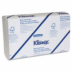 KIM01890 KLEENEX Multifold Paper Towels, 9 1/5 x 9 2/5, White, 150/Pack, 16/Carton By KIMBERLY CLARK