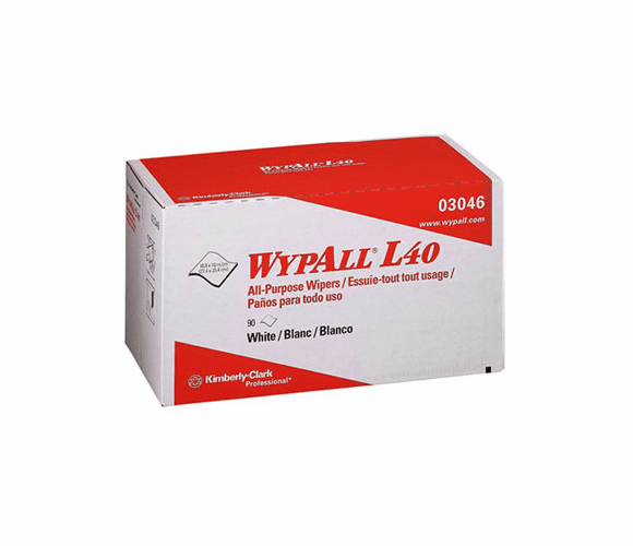 KIM03046 WYPALL L40 Wipers, 10 4/5 x 10, POP-UP Box, White, 90/Box, 9/Carton By KIMBERLY CLARK