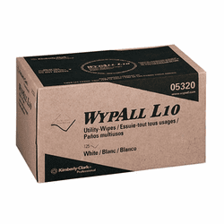 KIM05320 WYPALL L10 Utility Wipers, 9 x 10.5, POP-UP Box, White, 125/Box, 18/Carton By KIMBERLY CLARK