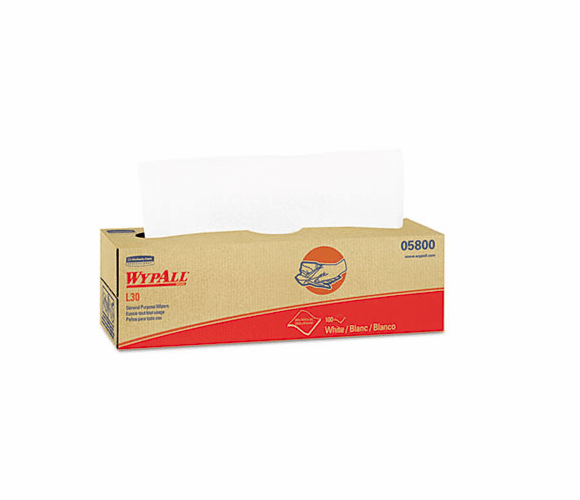 KIM05800 WYPALL L30 Wipers, 9 4/5 x 16 2/5, 100/Box, 8/Carton By KIMBERLY CLARK