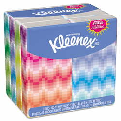 KIM11974 KLEENEX Facial Tissue Pocket Packs, 3-Ply, White, 10 Sheets/Pack 8 Packs By KIMBERLY CLARK