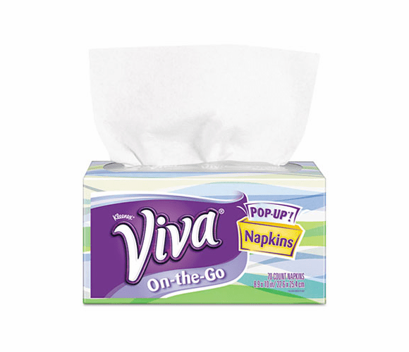 KIM13097 Viva On-the-Go Napkins, 1-Ply, 8 9/10 x 10, White, 70 per Pop-Up Box By KIMBERLY CLARK