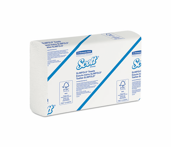KIM29575 SCOTT SLIMFOLD Towels, 7 1/2 x 11 3/5, White, 110 per Pack, 24 Packs per Carton By KIMBERLY CLARK