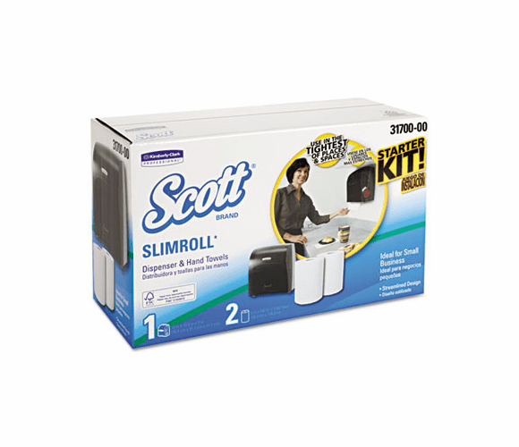 KIM31700 SCOTT SLIMROLL Hard Roll Towel Dispenser Starter Kit, 20.75x13.13x8.5, Smk/Wht By KIMBERLY CLARK