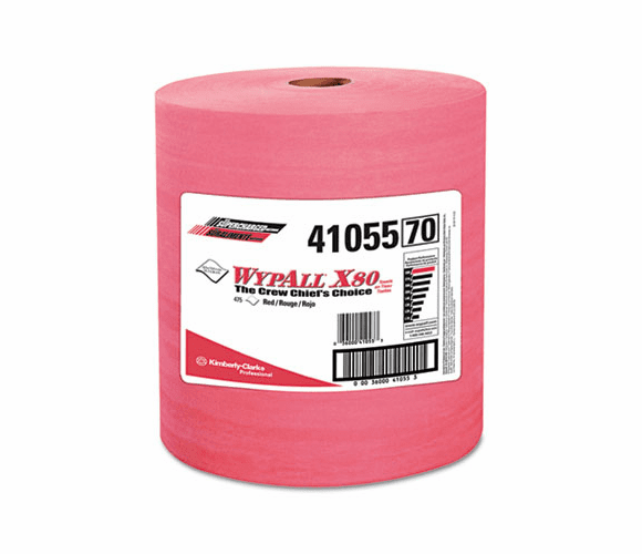 KIM41055 WYPALL X80 Wipers, HYDROKNIT Roll, 12 1/2 x 13 2/5, Red, 475/Roll, 1 Roll/Carton By KIMBERLY CLARK