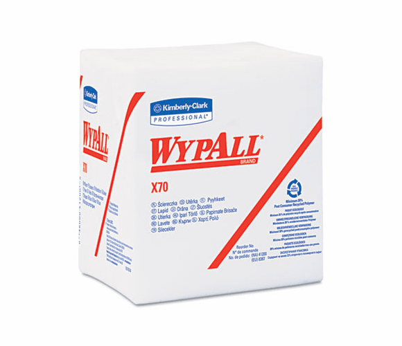 KIM41200 WYPALL X70 Wipers, 1/4-Fold, 12 1/2 x 14 2/5, White, 76/Pack, 12/Carton By KIMBERLY CLARK