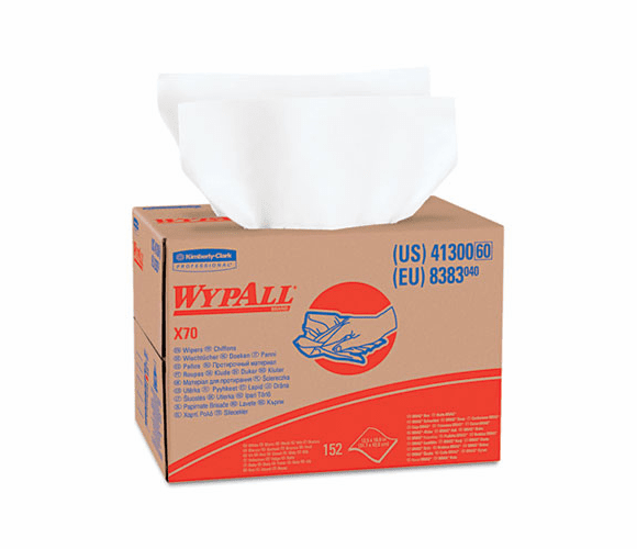 KIM41300 WYPALL X70 Wipers, BRAG Box, 12 1/2 x 16 4/5, White, 152/Carton By KIMBERLY CLARK