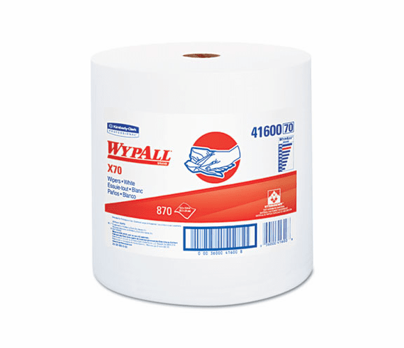 KIM41600 WYPALL X70 Wipers, Jumbo Roll, Perf., 12 1/2 x 13 2/5, White, 870/Roll, 1/Carton By KIMBERLY CLARK